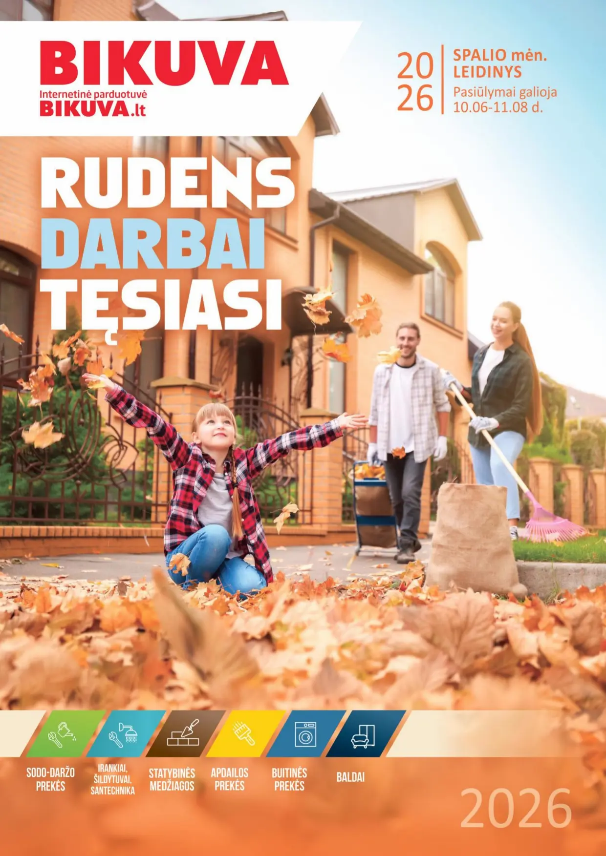 Bikuva akcijų leidinys, galioja nuo spalio 6 d. iki lapkričio 8 d., 1 puslapis: Rudens sodo, statybų ir buities prekių leidinio viršelis