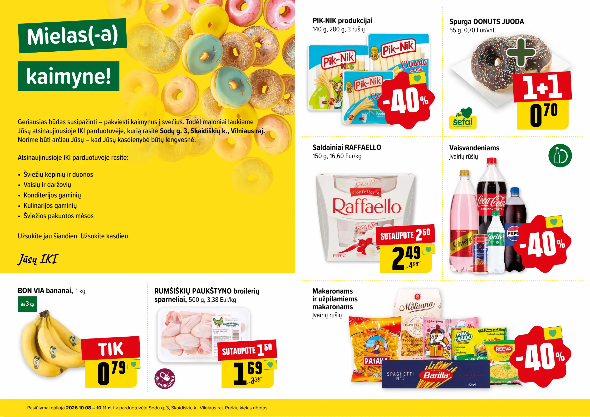 Iki akcijų leidinys „Specialūs pasiūlymai IKI Tunelio parduotuvės klientams“, galioja nuo spalio 8 d. iki spalio 11 d., 2 puslapis