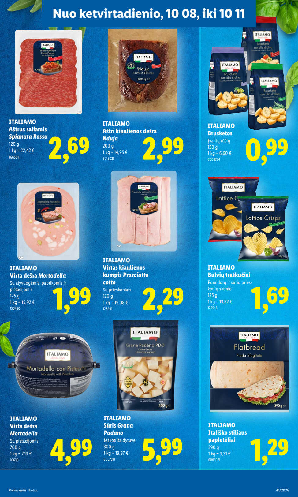 Lidl akcijų leidinys „Maisto prekių pasiūlymai“, 29 puslapis