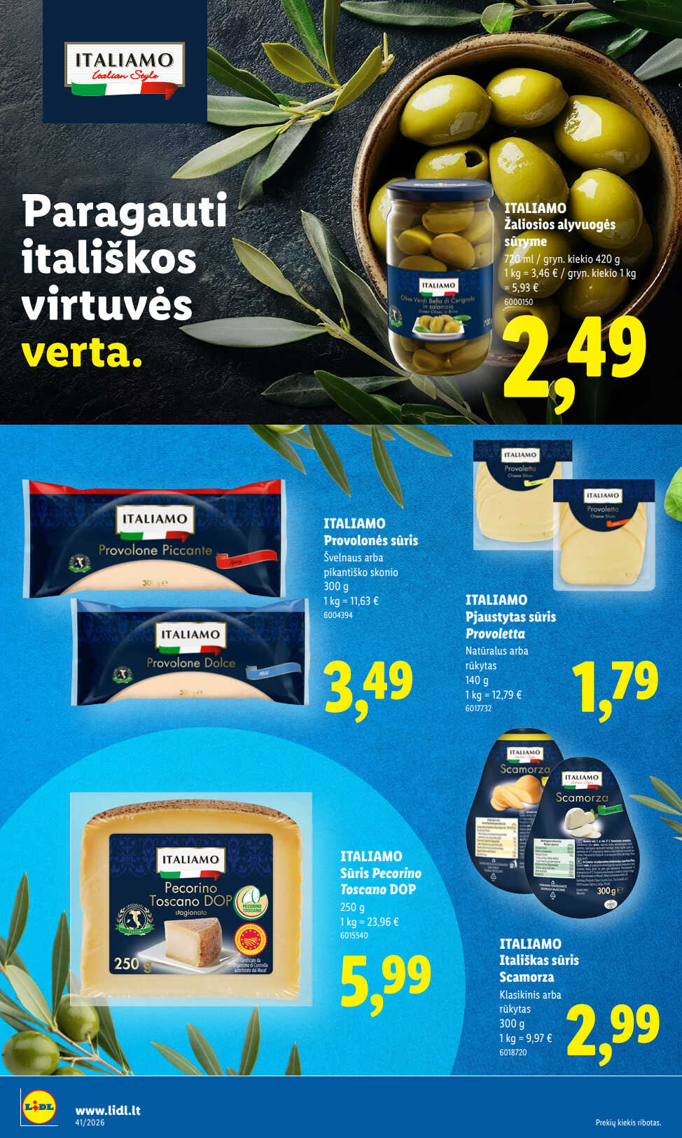 Lidl akcijų leidinys „Maisto prekių pasiūlymai“, 36 puslapis