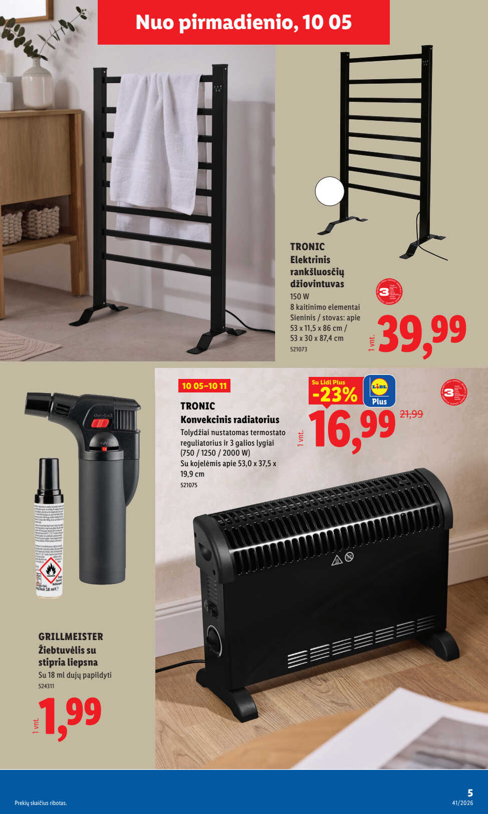 Lidl akcijų leidinys „Ne maisto prekių pasiūlymai“, 13 puslapis