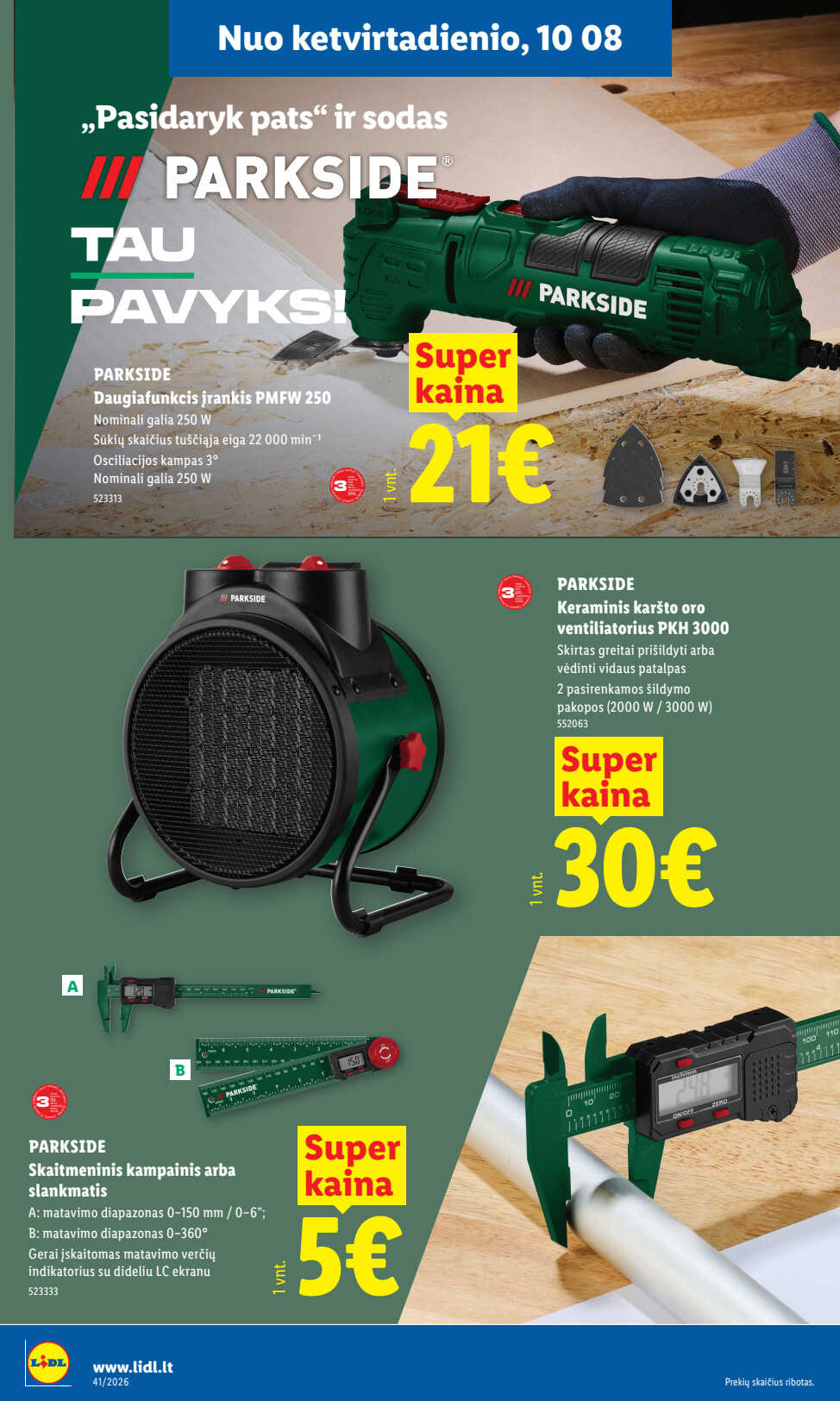 Lidl akcijų leidinys „Ne maisto prekių pasiūlymai“, 14 puslapis