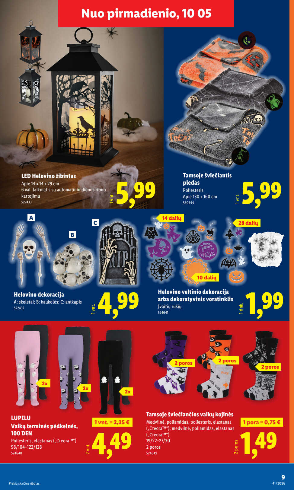 Lidl akcijų leidinys „Ne maisto prekių pasiūlymai“, 9 puslapis